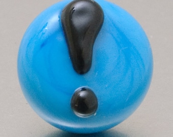 Lampwork glass by Jennie Yip At sign @ in light blue and black Lapel pin