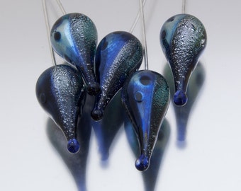 Lampwork headpins: Carnival teardrop in silver on sterling silver wire - by Jennie Yip