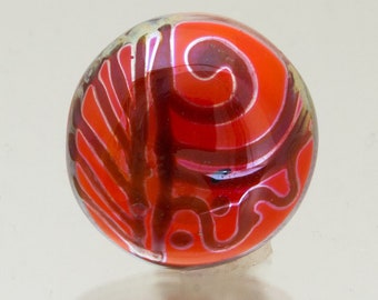 Glass Button - Serenity in orange and silver. Handmade button with shank. Lampwork glass by Jennie Yip