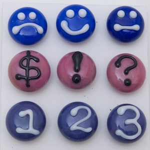 Designer Push Pins, mixed set (9), lampwork glass