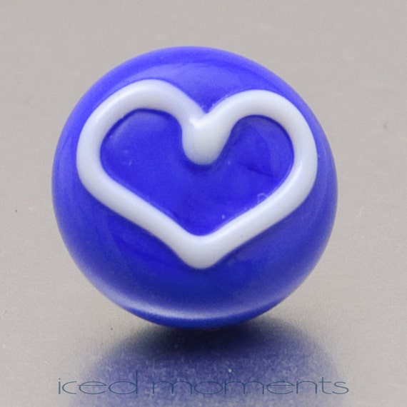 Lampwork glass by Jennie Yip At sign @ in light blue and black Lapel pin