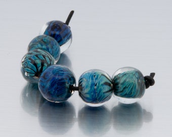 Lampwork bead set: Blue for You. Lampwork by Jennie Yip