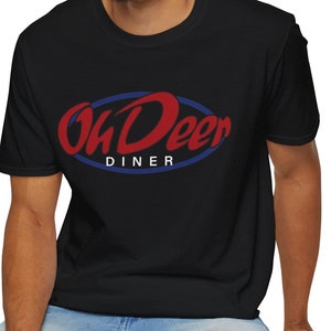 Oh Deer Diner Unisex Softstyle T-Shirt, Gaming Shirt Gift, Colorful Videogame Tee, Gamer Gifts, Alan Wake Fan Shirts, Comfy Diner logo tee