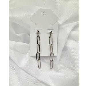 Silver Chain Link Drop Earrings – Modern Linear Dangle Earrings – Lightweight and Elegant Jewelry – Avery/Silver/#127 – KeyLore Designs