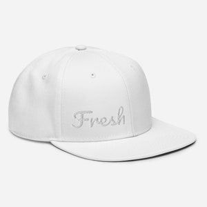Fresh Snapback Hat - White on white &quot;Fresh&quot; lid