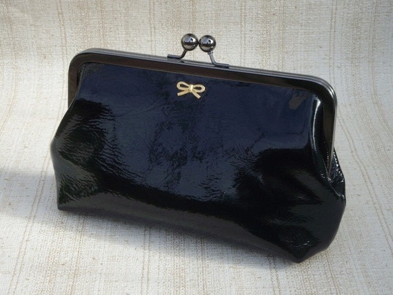 Items similar to Black patent clutch - luxuriously soft leather on Etsy