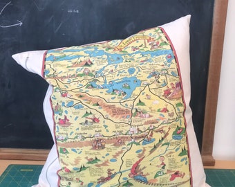 Vintage picture map pillow St. Louis county