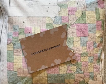 wedding gift map pillow