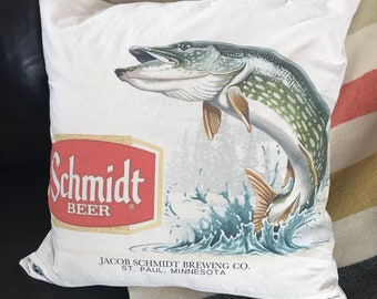 Schmidt beer muskie pillow