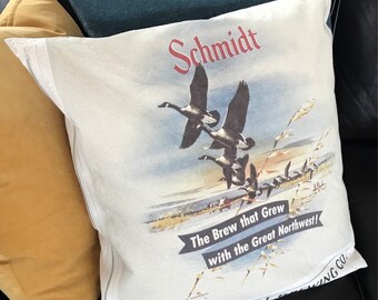 Minnesota Schmidt beer ad throw pillow