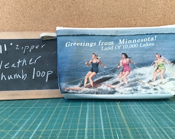 vintage  postcard waterski pouch