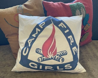 Camp Fire Girls vintage logo pillow