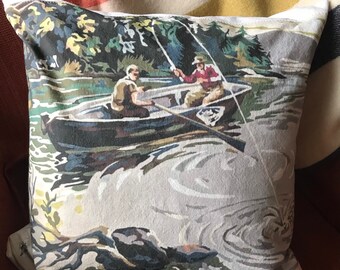 Paint by number fishing fishermen pillow