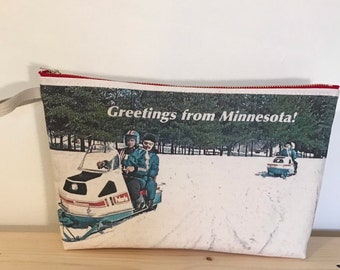 Vintage Minnesota Polaris Snowmobile zipper pouch