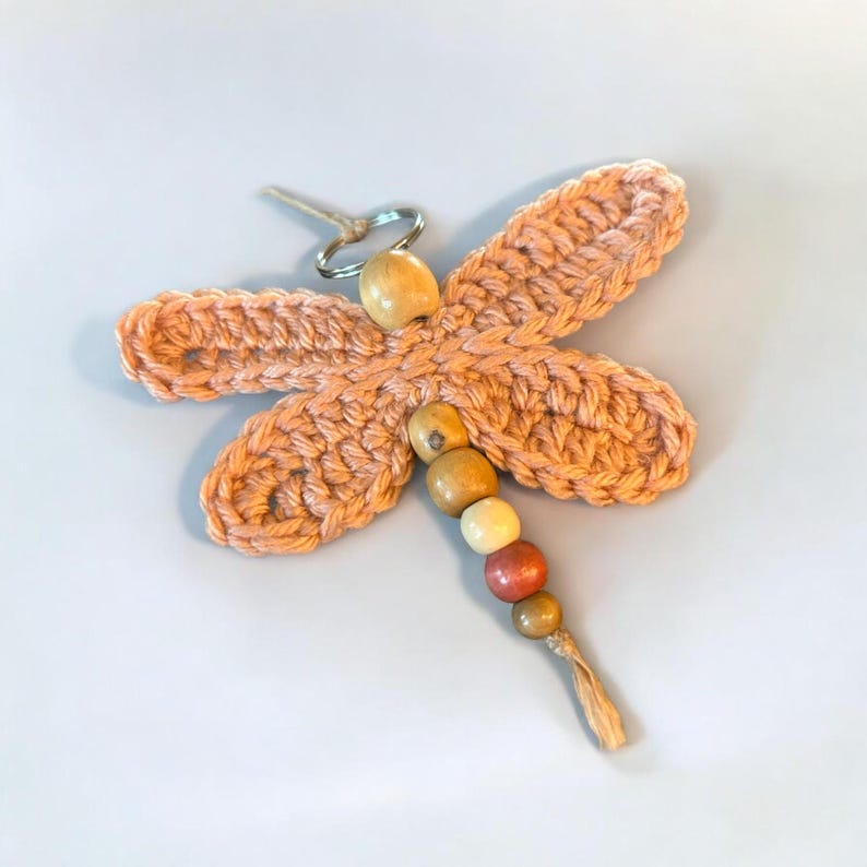 Dragon Fly Keychain, Handmade, Crochet, Beaded - Etsy