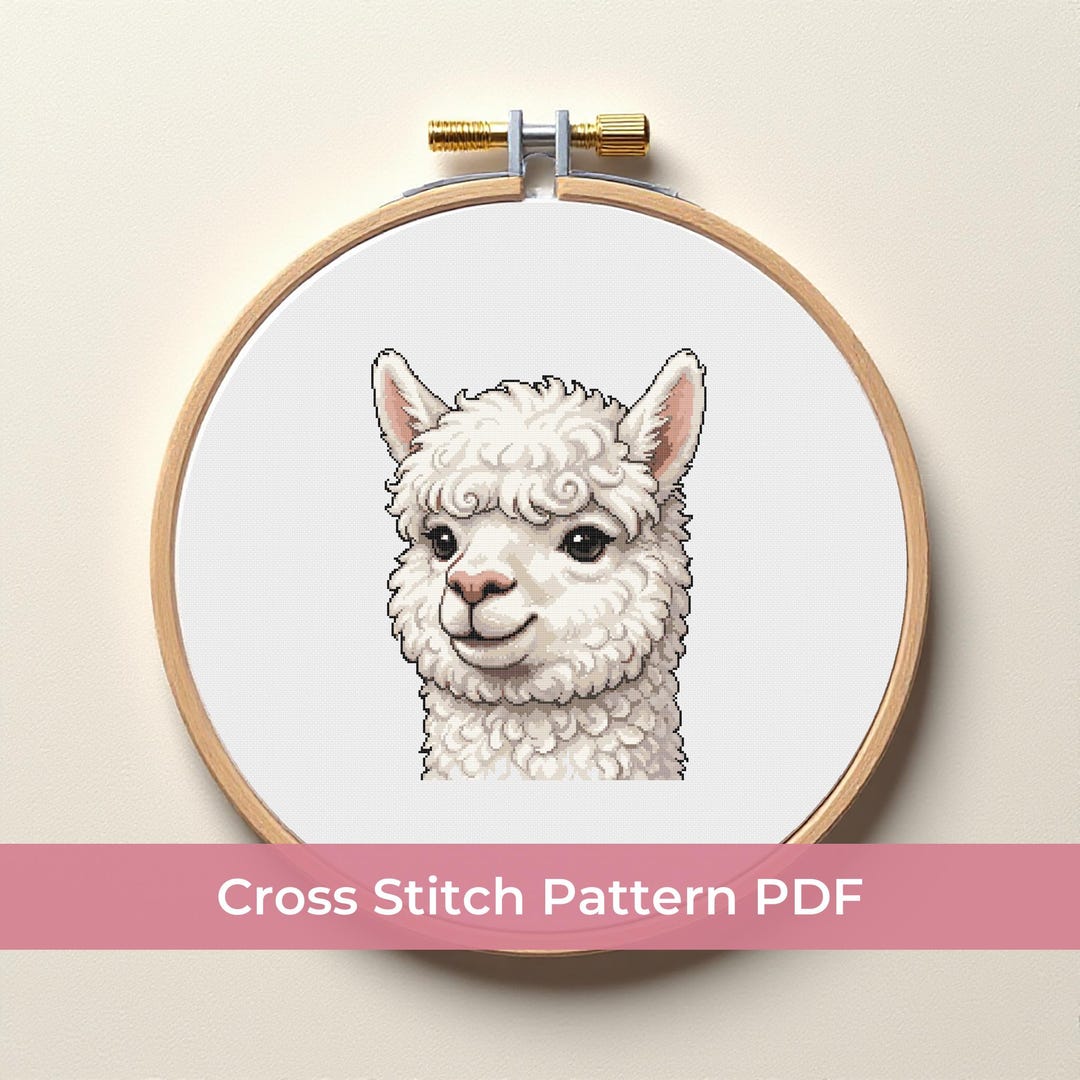 Alpaca Cross Cute Alpaca Cross Stitch Pattern PDF, Modern Llama Embroidery Design ...