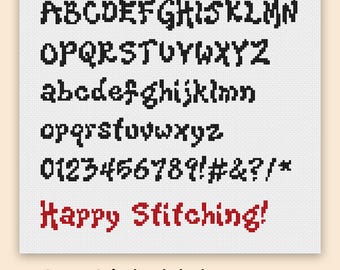 Lettere per punto croce, schema alfabeto per punto croce, font per punto croce, numeri per punto croce, font per ricamo, download PDF