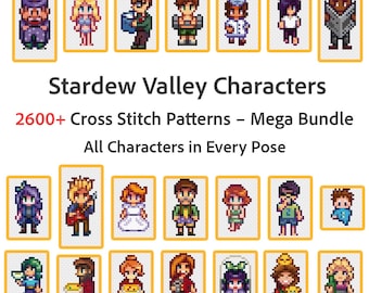 2600種類以上のStardew Valleyクロスステッチパターン - 全キャラクター＆ポーズ、PDFメガバンドル、Stardew Valley Villagersクロスステッチバンドル