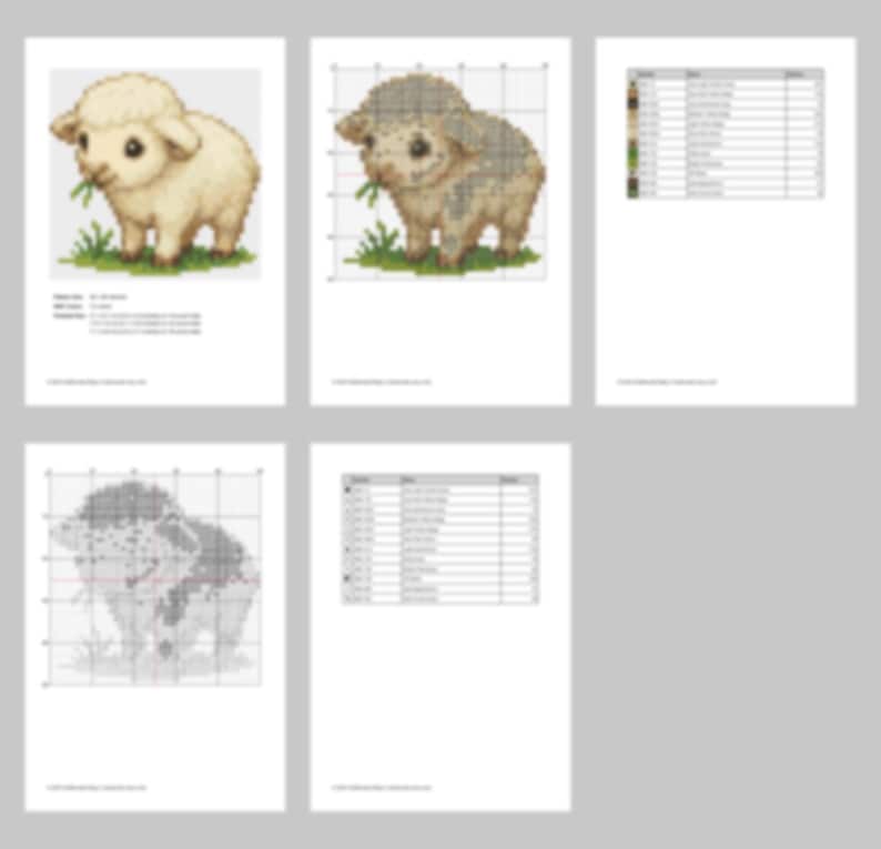 Baby Lamb Cross Stitch Pattern - Cute Sheep PDF, Farm Animal Embroidery ...