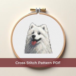 Samoyed Cross Stitch Pattern - PDF Instant Download, Dog Cross Stitch Design, Puppy DMC Cross Stitch Pattern