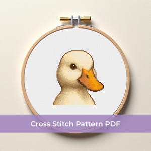 Call Duck Cross Stitch Pattern - Cute Kawaii Duckling Portrait PDF, Pet Duck Embroidery, Farm Animal Decor, DMC Chart