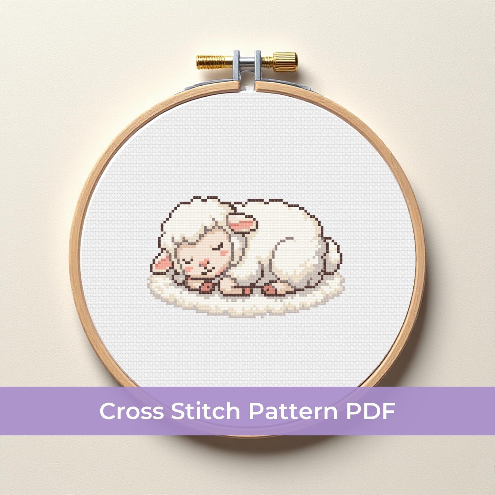 Sleeping Baby Lamb Cross Stitch Pattern PDF, Cute Sheep Nursery Decor ...