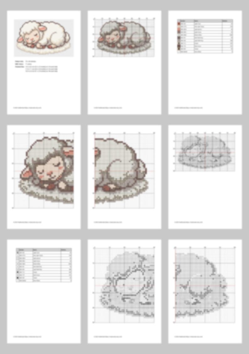 Sleeping Baby Lamb Cross Stitch Pattern PDF, Cute Sheep Nursery Decor ...