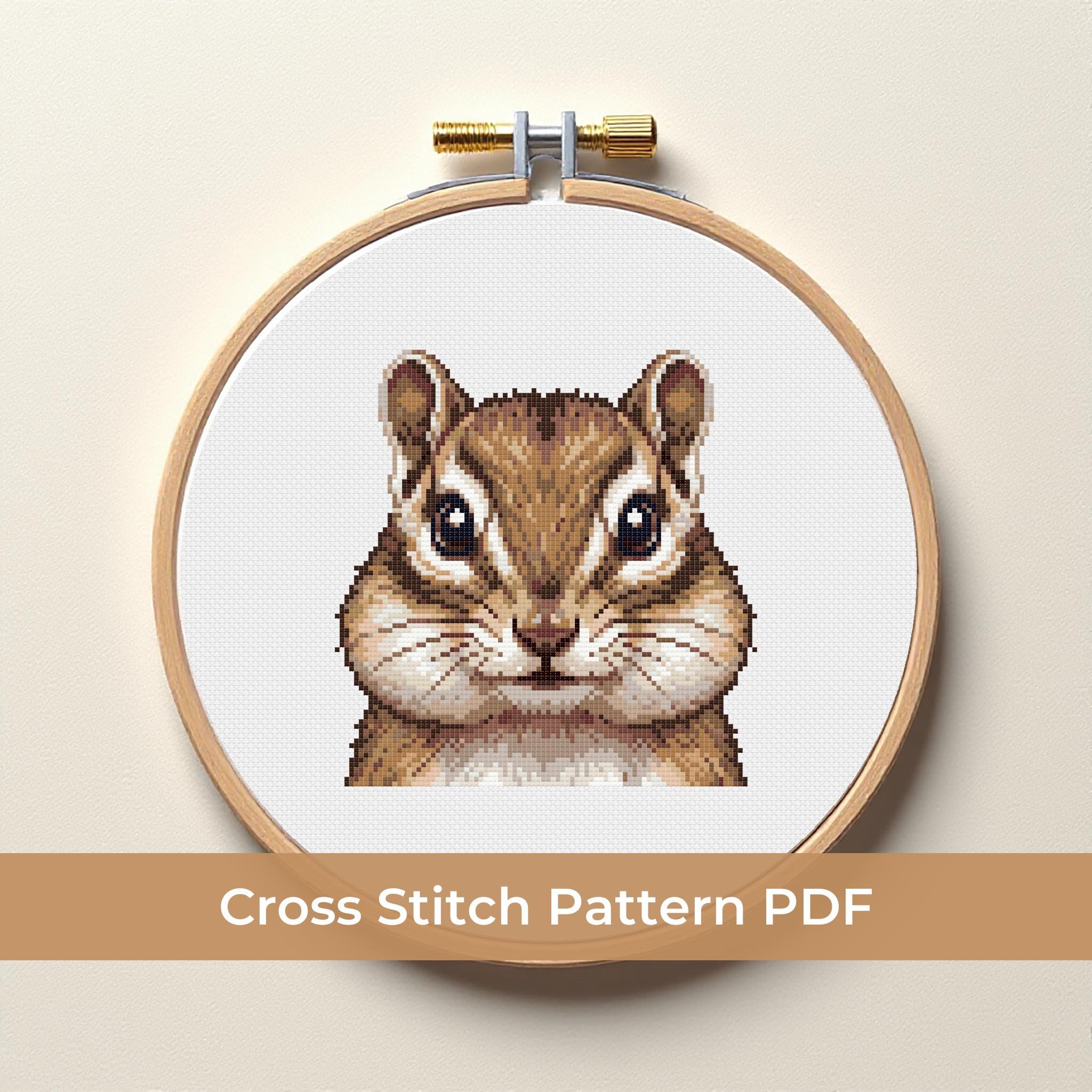 Cute Chipmunk Cross Stitch Pattern PDF - Woodland Animal Forest ...