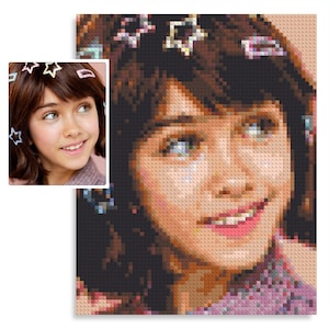 Custom Micro Brick Pixel Art Portrait, Free Preview, Building Brick Mosaic, DIY Handmade Wall Decor, Personalized From Photo