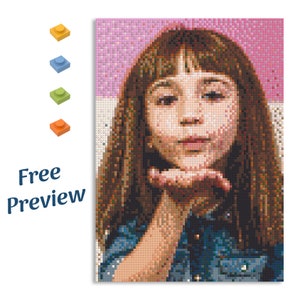 Benutzerdefinierte Micro Brick Pixel Art Portrait, Kostenlose Vorschau, Baustein Mosaik DIY Kit, Personalisiert vom Foto, Geburtstagsgeschenk