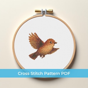 Bird Cross Stitch Pattern PDF, Little Bird Cross Stitch Design, Flying Bird Modern Stitch Pattern, DMC Chart, Animal Cross Stitch Pattern