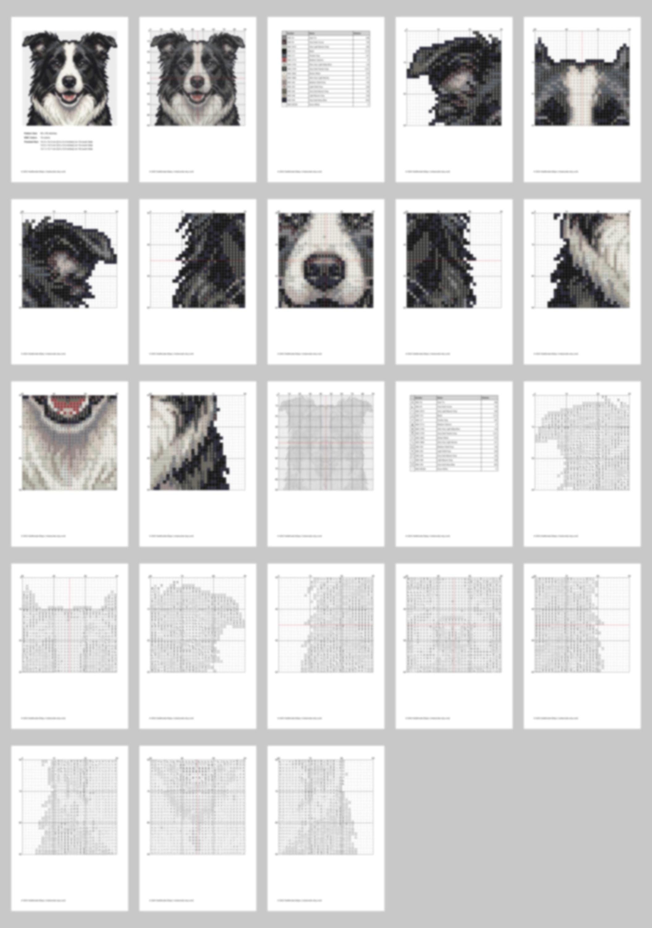 Border Collie Cross Stitch Pattern PDF - Modern Dog Portrait ...
