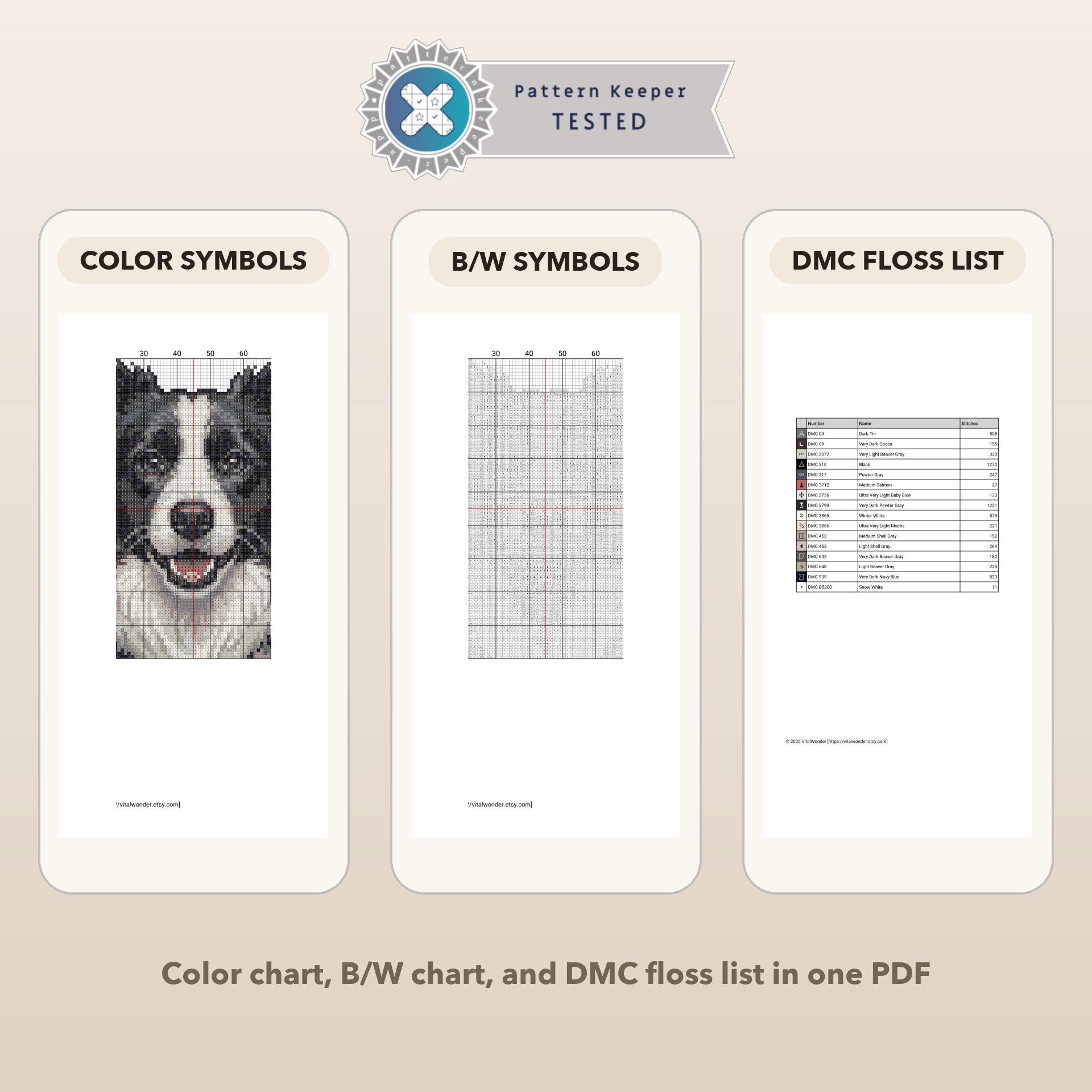 Border Collie Cross Stitch Pattern PDF - Modern Dog Portrait ...