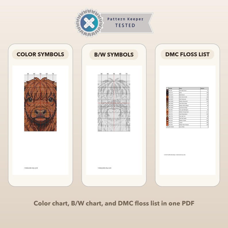 Highland Cow Cross Stitch Pattern PDF - Modern Scottish Coo Farmhouse ...