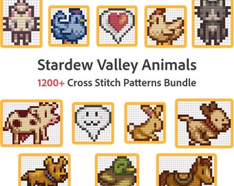 Stardew Valley Cross Stitch Patterns - 1200+ Patterns Bundle, All Animals All Poses, DMC colors, Instant Download PDF