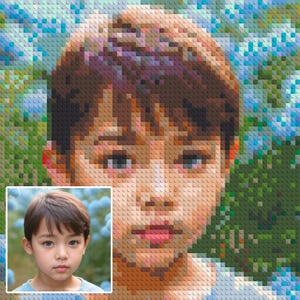 Custom Micro Brick Mosaic Portrait, Pixel Art DIY Kit, Building Bricks Mosaic, Personalized From Photo, Birthday Gift, Gift for Kids