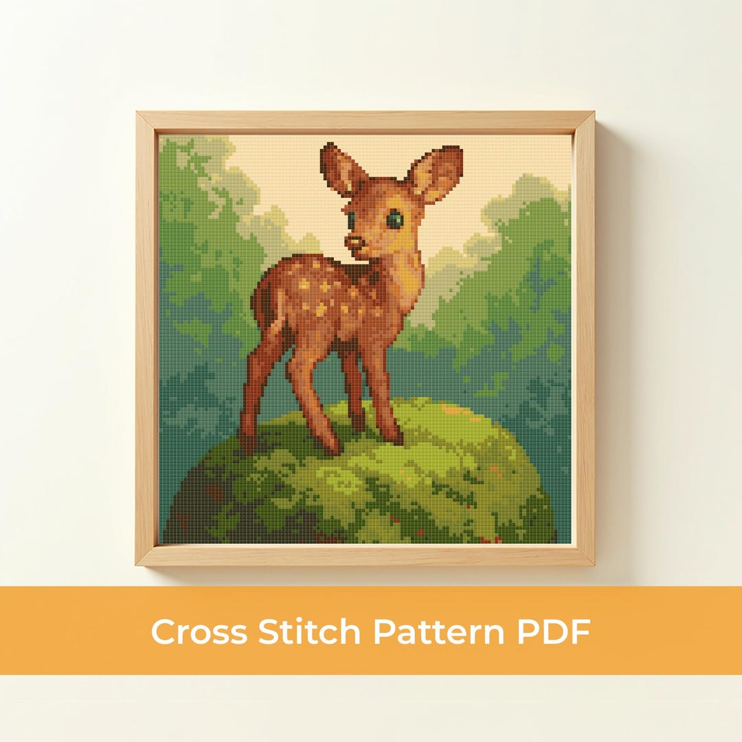 Baby Deer Cross Stitch Pattern PDF, Woodland Fawn Embroidery Design ...