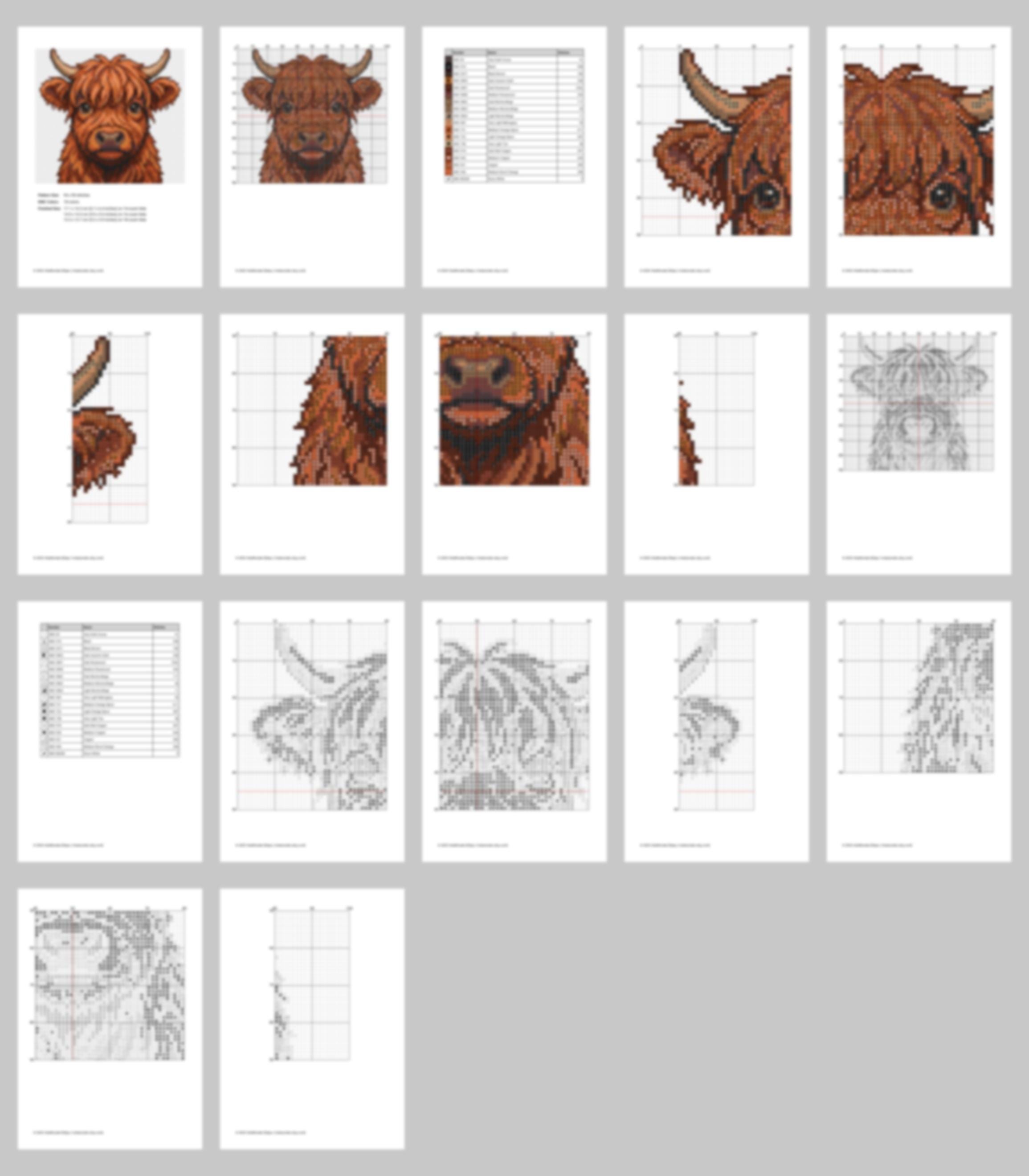 Highland Cow Cross Stitch Pattern PDF - Modern Scottish Coo Farmhouse ...