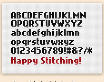 Lettere per punto croce, schema alfabeto per punto croce, font per punto croce, numeri per punto croce, font per ricamo, download PDF