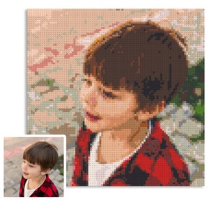 Custom Micro Brick Pixel Art Portrait, Free Preview, Building Brick Mosaic, DIY Handmade Wall Decor, Personalized From Photo