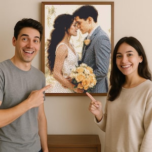 Custom Building Brick Wedding Portrait, Personalized Brick Puzzle Gift, Anniversary or Valentine&#39;s Day Gift, Unique Wedding Gift