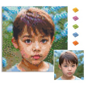 Custom Micro Brick Mosaic Portrait, Pixel Art DIY Kit, Building Bricks Mosaic, Personalized From Photo, Birthday Gift, Gift for Kids