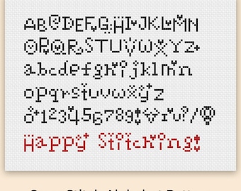 Lettere per punto croce, schema alfabeto per punto croce, font per punto croce, numeri per punto croce, font per ricamo, download PDF