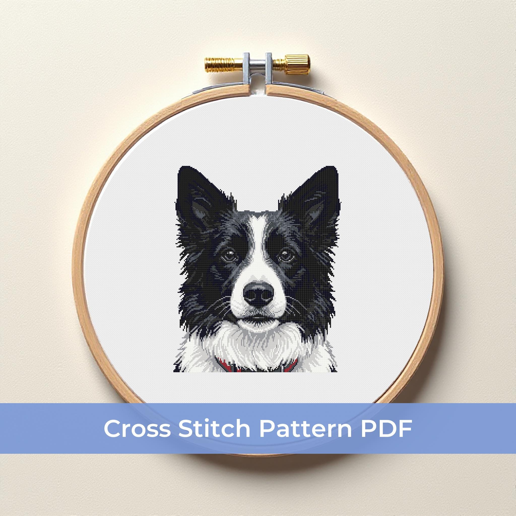 Border Collie Cross Stitch Pattern PDF, Realistic Dog Portrait ...