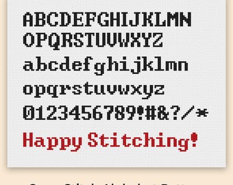 Lettere per punto croce, schema alfabeto per punto croce, font per punto croce, numeri per punto croce, font per ricamo, download PDF