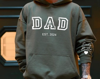 Custom Dad Est. 2025 Hoodie: Personalized Names Sleeve Sweater