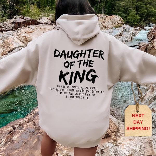 Sudadera con capucha y sudadera de la hija del rey, suéter cristiano estético, suéter religioso para mujer, suéter con versículo bíblico, regalos cristianos