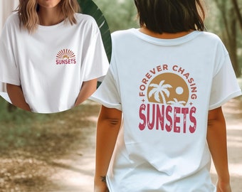 Retro Sunset Graphic Tee: Summer Vacation Shirt