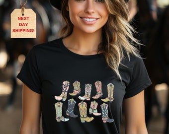 Cowgirl Boots Shirt, Country Concert Tee, Western Graphic Tee for Women, Oversized Graphic Tee, Cute Country Shirts, Cowgirl Shirt Gift