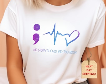 Mental Health Awareness Shirt: Semicolon Heartbeat Design